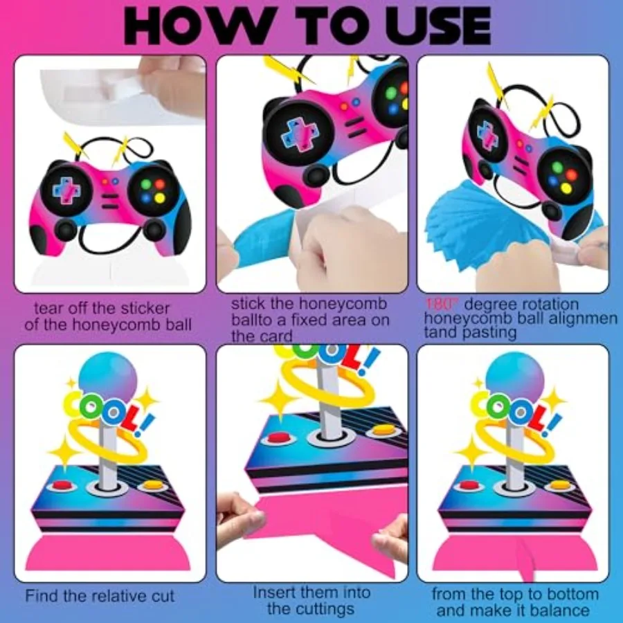 Game Birthday Party Honeycomb Centerpieces 11Pcs Video Game Birthday Decorations Gaming Party Centerpiece for Tables Game On Pa