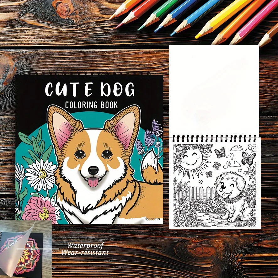 Adult Cute Dog Coloring Book - 8.27×8.27 Inches, 22 Pages. Adorable Dog Illustrations. Heartwarming Gift