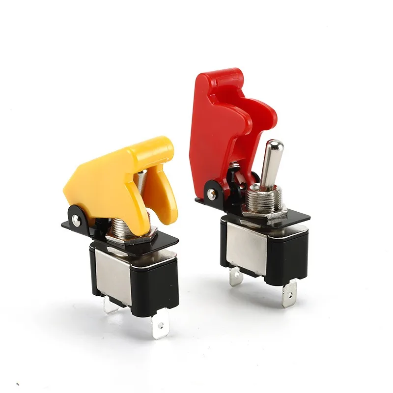 Car Switch KN3A-1012 Pin 2 Gear Rocker Arm Toggle Switch Button Copper Foot Self-Locking Silver Dot Switch
