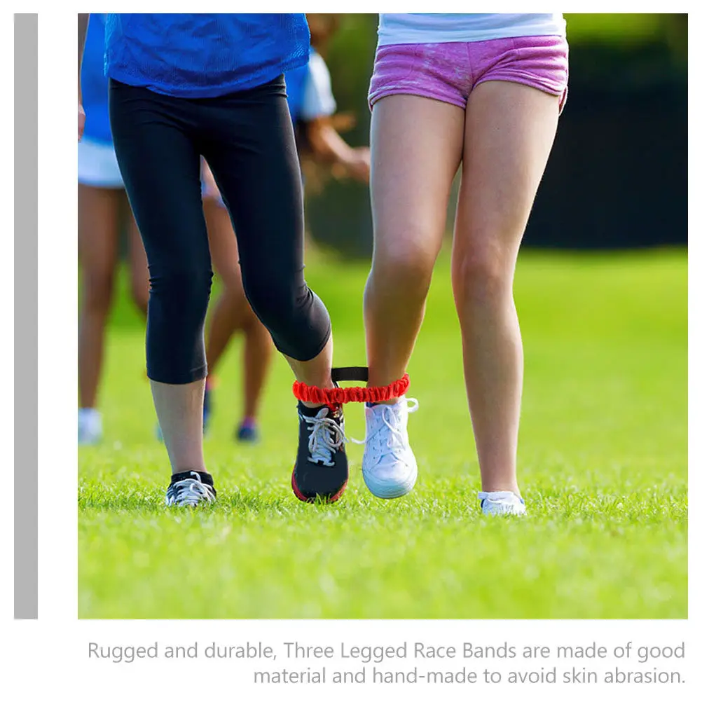 4Pcs Three Legged Race Bands Bright Color Elastic Legged Race Straps Wear-Resistant Elastic Tie Ropes Field Day Games
