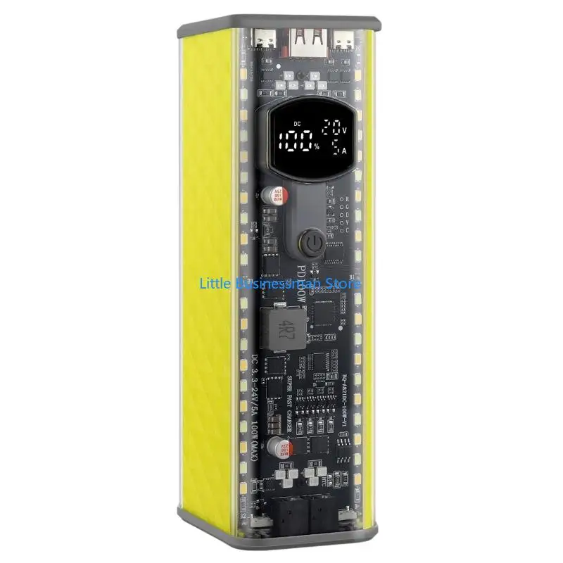 DIY 21700 Battery Case with Digital Percentage Display, USB-A Type c Ports and DC5.5x2.1mm,DC5.5x2.5mm Output M76A
