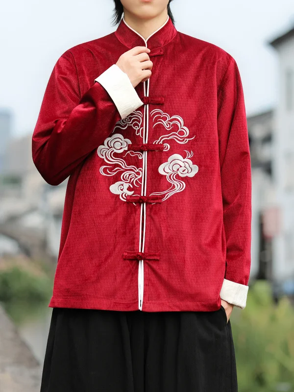 

Новая мужская куртка-ханфу из вельвета на осень-зиму, на пуговицах, больших размеров, традиционная этническая одежда...