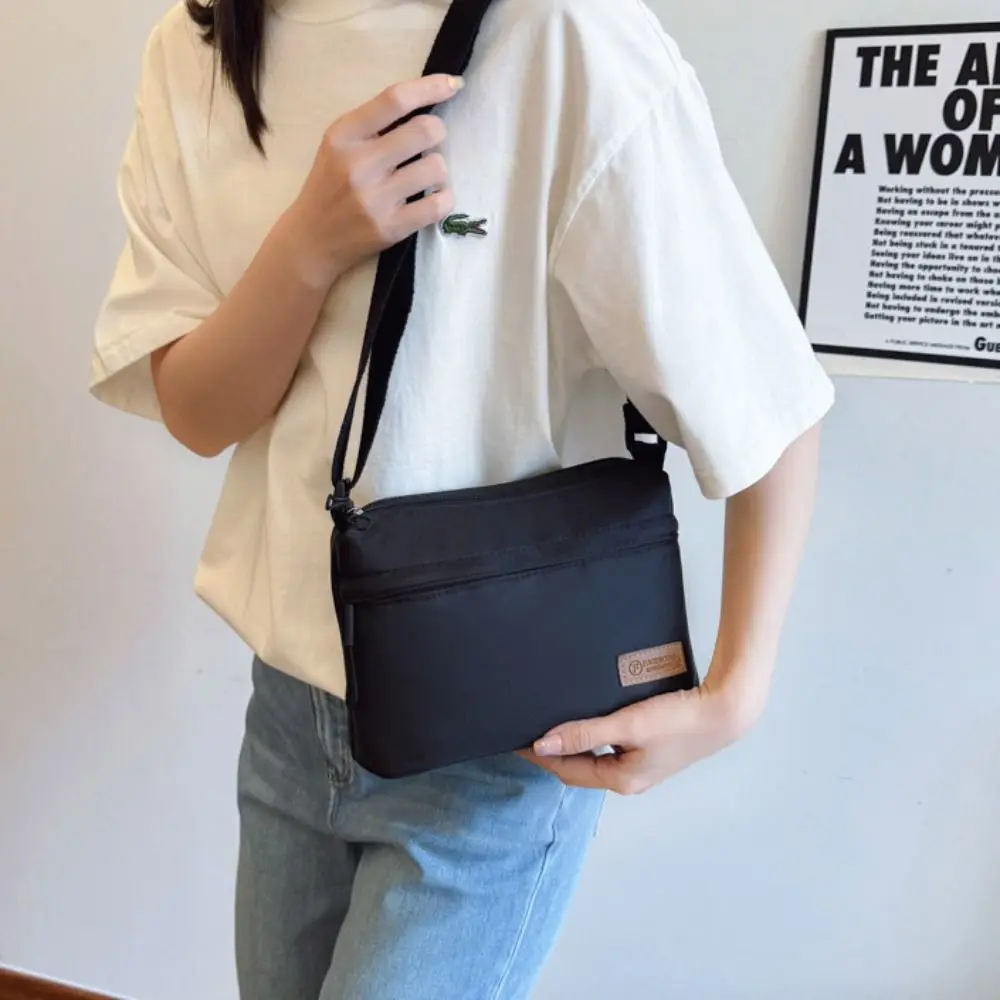 

Fashion Korean Style Square Message Bag Large Capacity Solid Color Nylon Crossbody Bag Causal Sports Shoulder Bag Female
