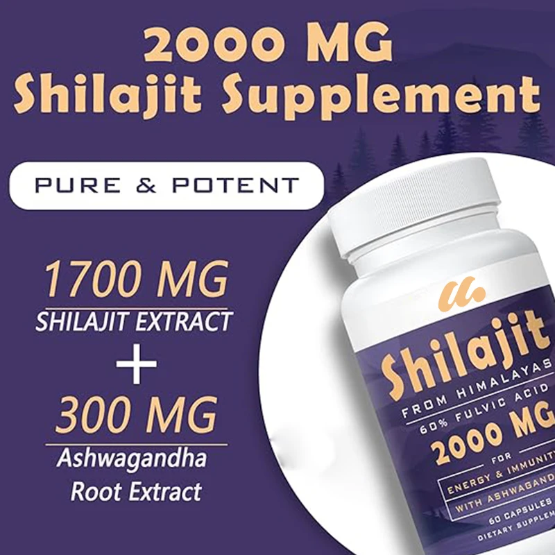 Organic capsules, 100% gold grade Silagit 85+trace minerals and 60% fulvic acid, used to enhance energy and immune support