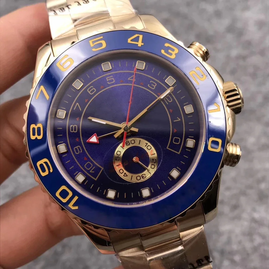 2025 44 مللي متر الرجال الفاخرة يخت ساعة اليد ماستر الحركة الميكانيكية التلقائية الياقوت الذكور العلامة التجارية ساعة الساعات AAA #6