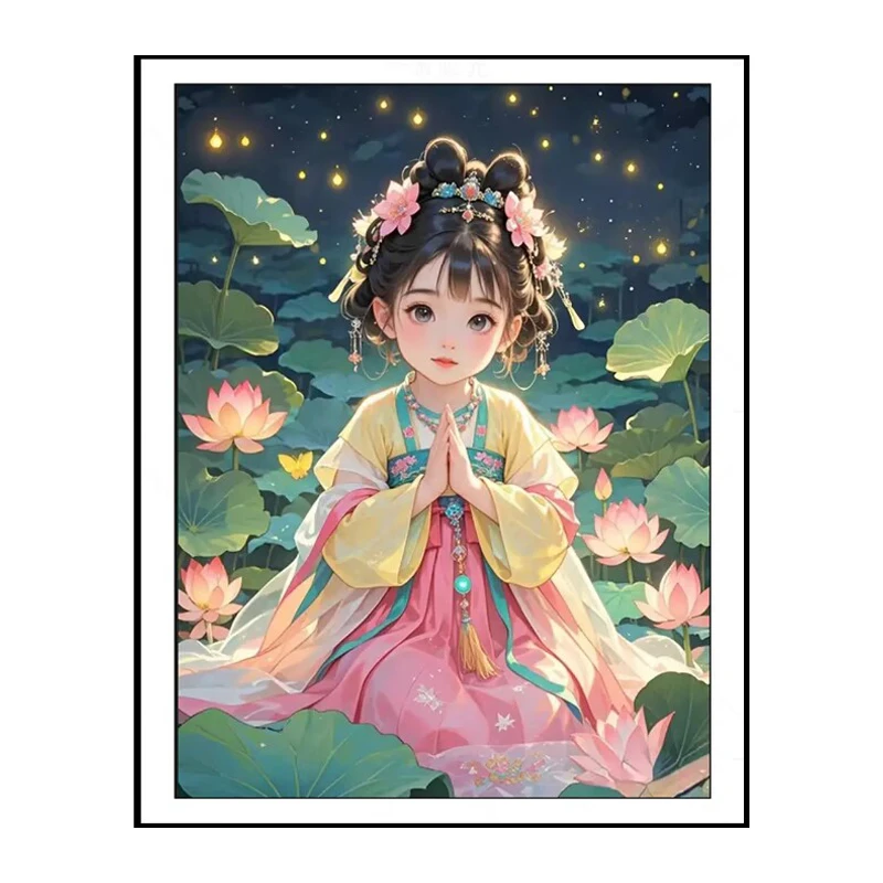 

9ct 60x80cm The Prayer Girl Printed Kits Cross Stitch Embroidery DIY Needlework Set Home Decor Crafts With Needles Threads