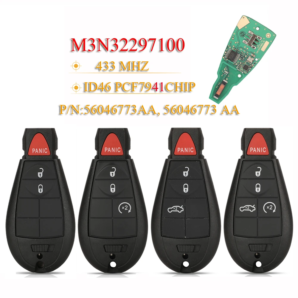 

Jingyuqin M3N32297100 дистанционный Автомобильный ключ 433 МГц ID46 PCF7941 чип для Dodge Дротика 2012 2013 2015 2014 2016 Fob 56046773AA