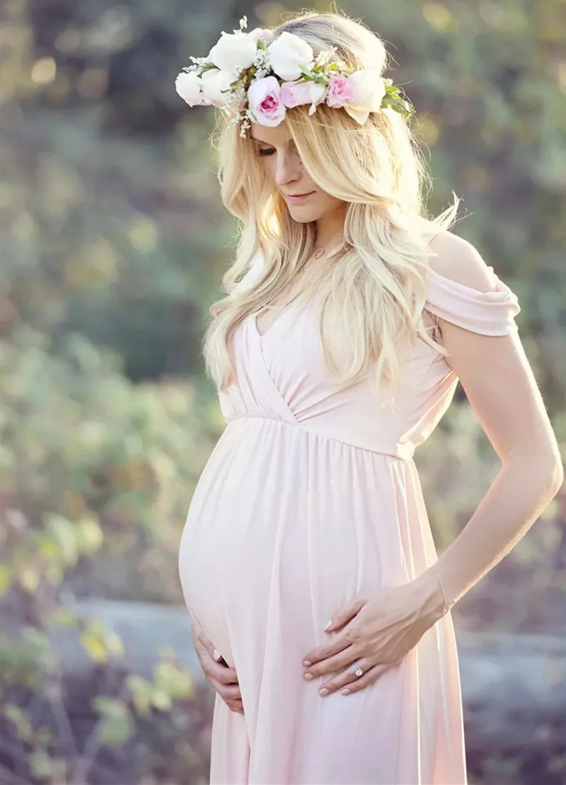 Vestido largo de maternidad con abertura frontal para sesión de fotos de mujeres embarazadas, maxivestido Sexy para sesión de fotos, accesorios de fotografía, Baby Showers