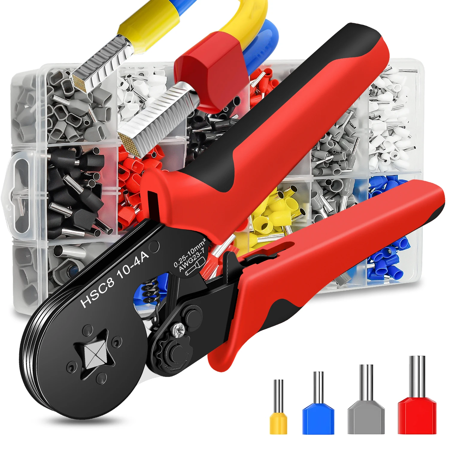 Utensili per crimpare terminali per tubi Pinze per crimpare ghiere HSC8 10-4/10-6 0,25-10mm2 23-7AWG Set di morsetti per elettricisti Punte per cavi