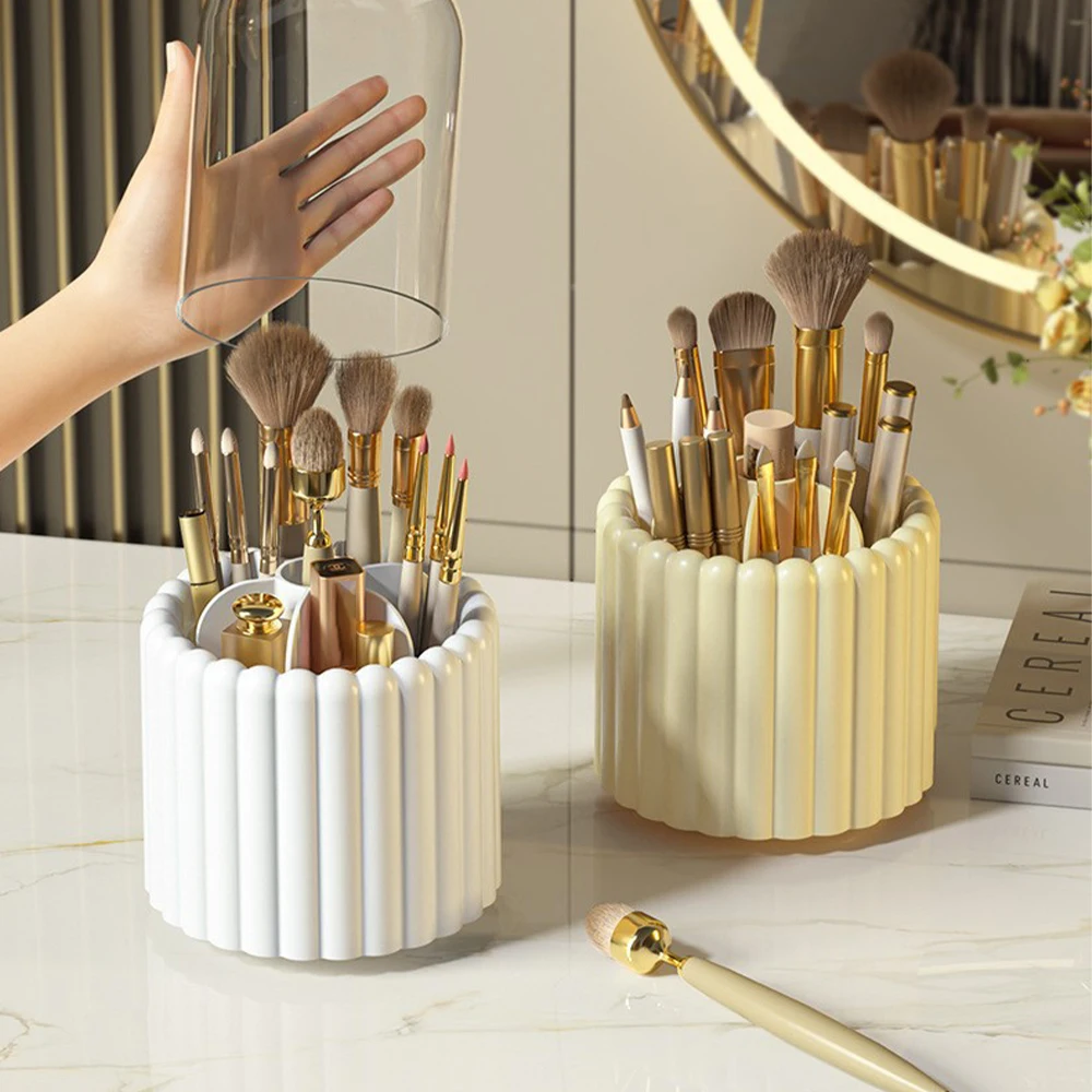 Creative 360 Rotating Pen Holder Desktop Organizer Multi Grid Makeup Brush Holder Stationery Cute Student Pencilcase