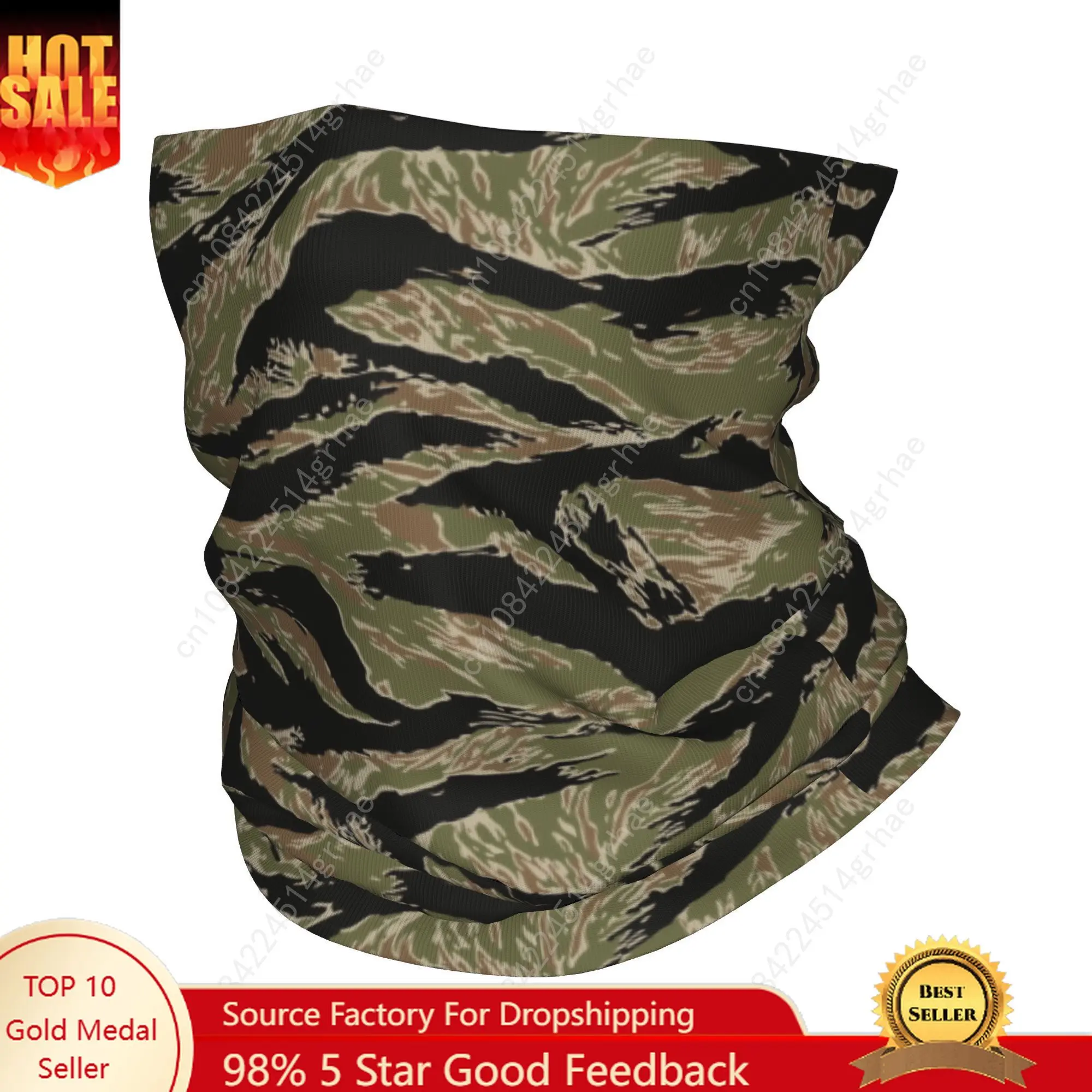 

Custom Tiger Stripe Camo Bandana Neck Warmer Women Men Winter Ski Tube Scarf Gaiter Military Tactical Camouflage Face Cover