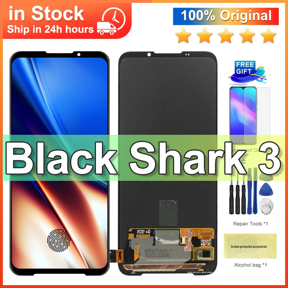 

6,67 "новый оригинальный ЖК-дисплей для Xiaomi Black Shark 3, сенсорный дигитайзер в сборе, BlackShark3 KLE-H0,KLE-A0, детали для телефона