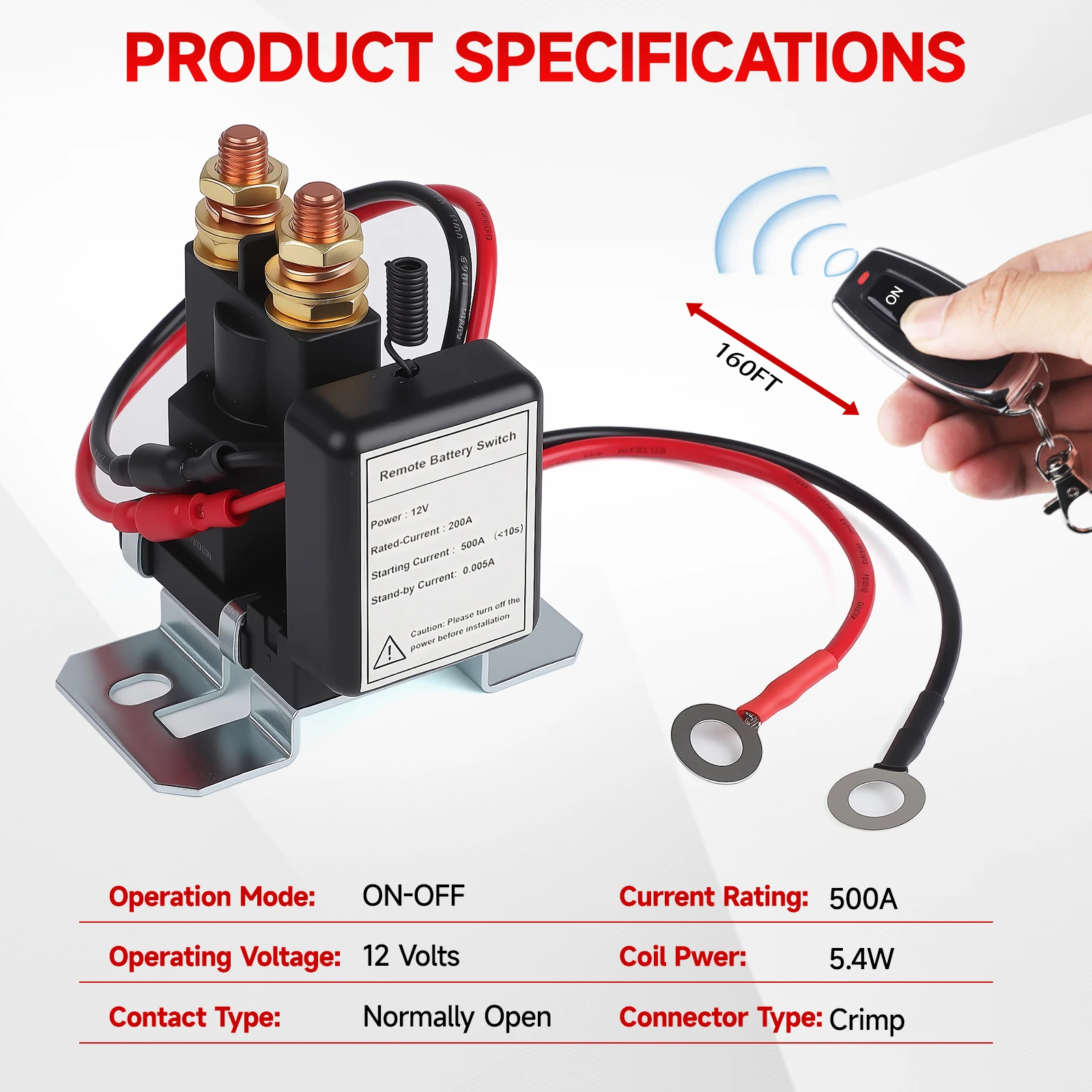 

Short Current 500Amp Battery Isolator Disconnect Kill Switch For Car Truck 12V Wireless Anti-Theft Prevent Battery Drain