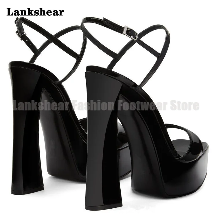 Platform Square Toe Sandals Ankle Strap High Heels Party Elegant Women Shoes Summer Open Pumps Toe Sandalias De Mujer Verano