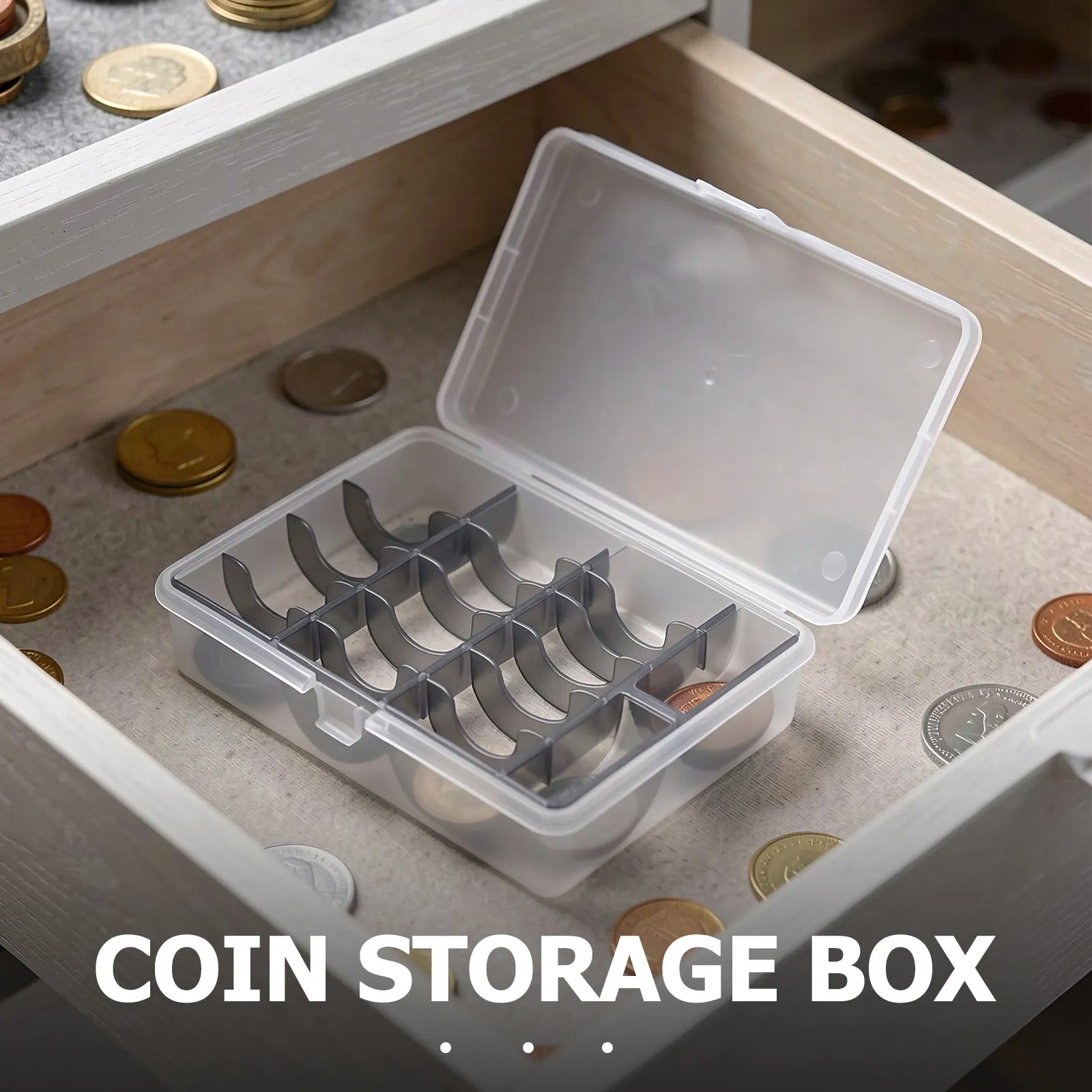 2Pcs Clear Coin Organizer Tray Sturdy Coin Storage Box Collector Display Compartment for Japanese Coins Sorting