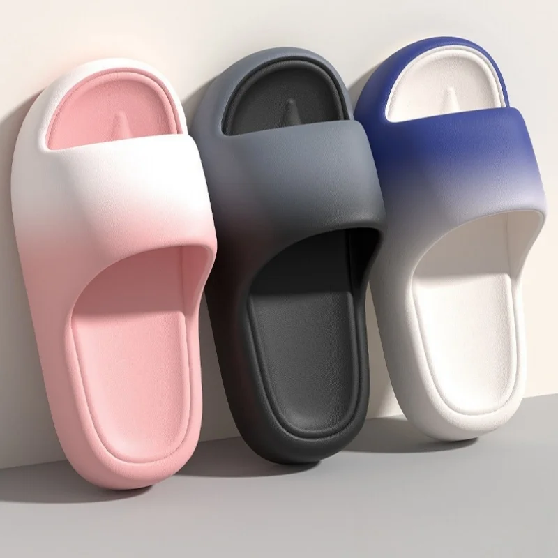 Paar-Stil Frühling und Sommer Trendige Farbverlauf-EVA-Slipper mit weicher, dicker Sohle, bequem und modisch, für drinnen, Badezimmer, draußen, lässig, vielseitig, für Männer und Frauen – Detail 1