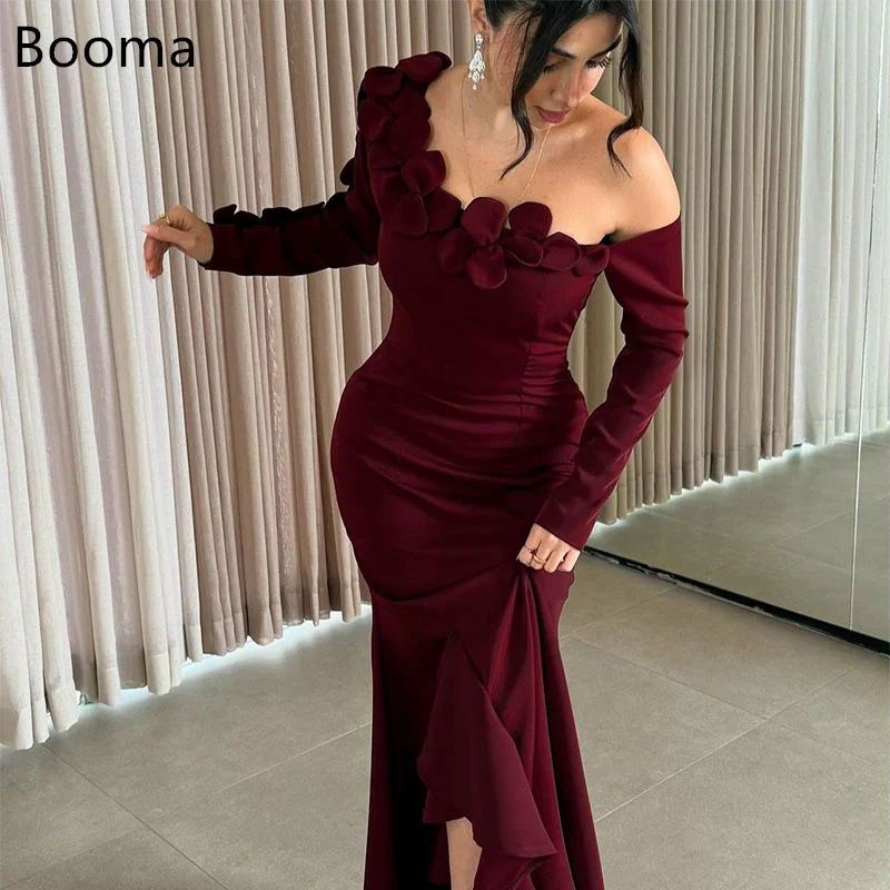 

Booma Elegant Mermaid Evening Dresses Formal Party Gowns for Women 3D Flowers Long Saudi Arabic Prom Gown Dubai Customize