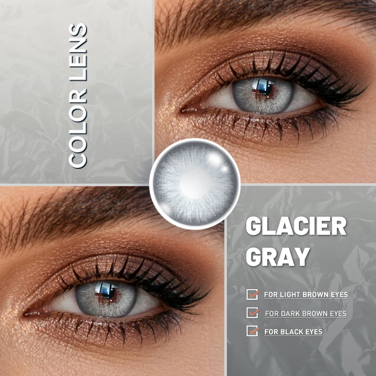 Farbige Kontaktlinsen VISUASHOW Glacier Gray 14.2mm Halbjährige 1 Paar weiche feuchtigkeitsspendende natürliche Augen Make-up Linsen` – Detail 3