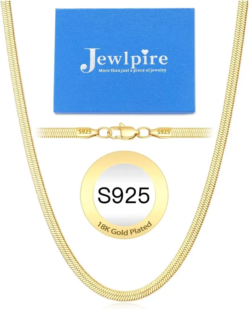 

Цепочка-змейка из стерлингового серебра 925 пробы с позолотой 18K, 3 мм, 4 мм, 5 мм, плоская, для женщин