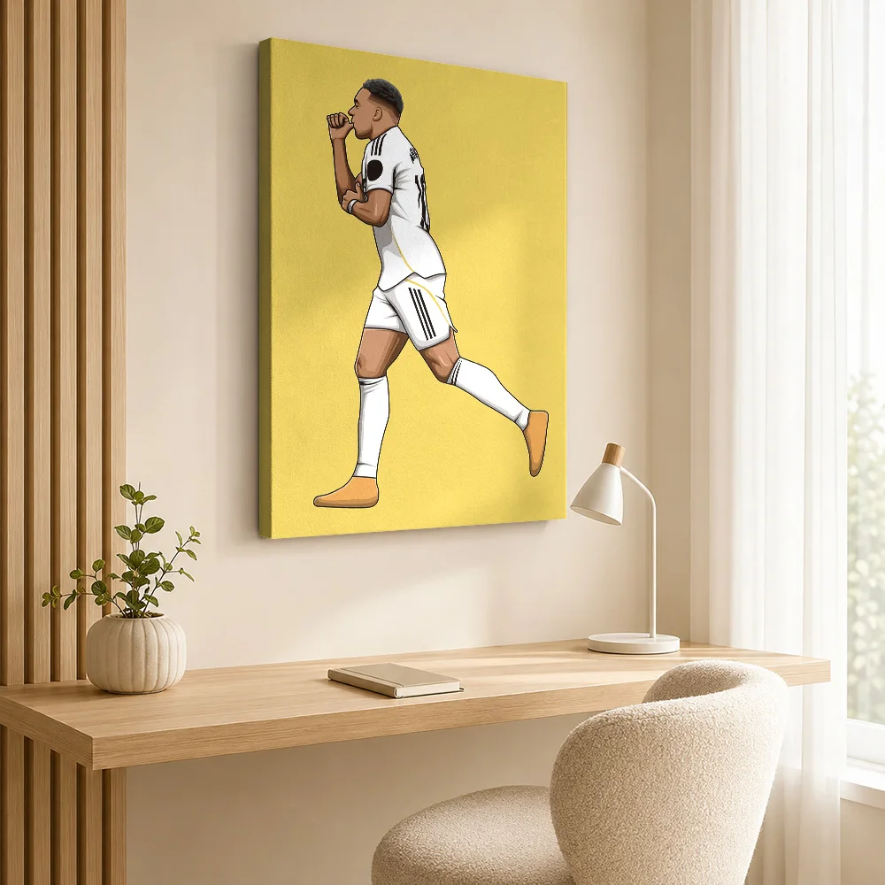 Malo Gusto Soccer Tribute Framed Canvas Poster Monochrome Wall Art With Customized Photo For Teen Bedroom Ideal Supporter Gift