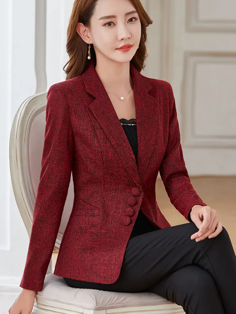 Elegant Women Autumn Blazer Casual Long Sleeve Professional Fashion Office Lady Business Slim Single Breasted Coats New