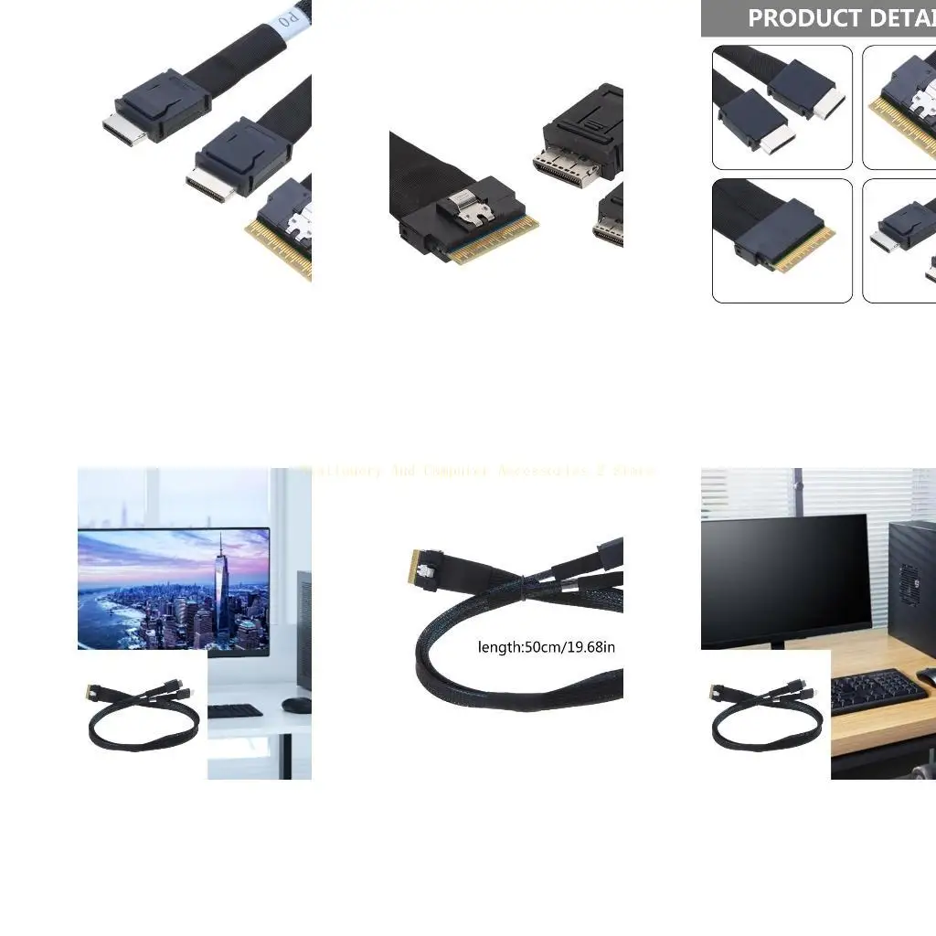 

SlimSAS 8X to 2x OCulink 4X, SFF-8654 8i to SFF-8611 4X 4ix2 Converters Cable 50cm 19.7in