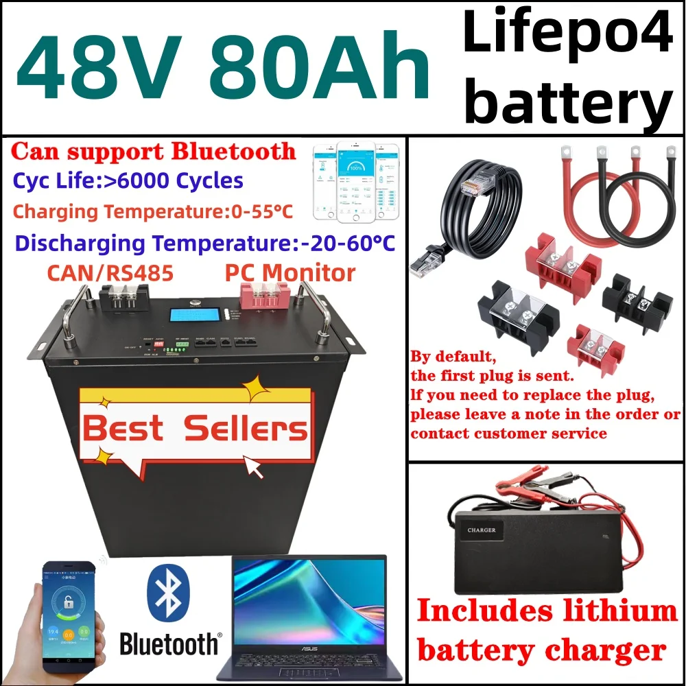 

4000WH 48v Lithium Batterry 48v 80AH Lifepo4 Bluetooth APP Lithium Lron Phosphate With RS485 Communication For Inverter