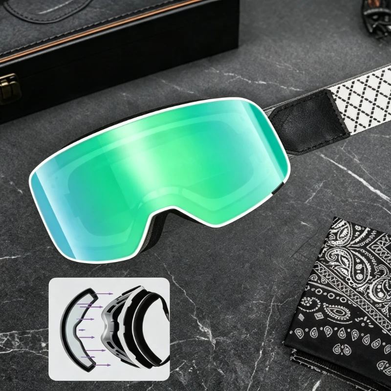 KAESE Motorcycle Goggles Double Layer Anti Fog Magnetic Quick Release Lens Smart Photochromic Windproof Retro Moto Riding Glass