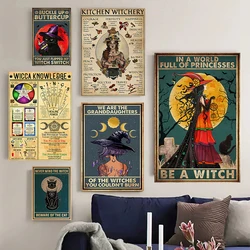 Kitchen Witchery Posters Prints Modern Animal Black Cat Canvas Painting Wall Art for Bars Cafes Home Decoration Halloween Gifts