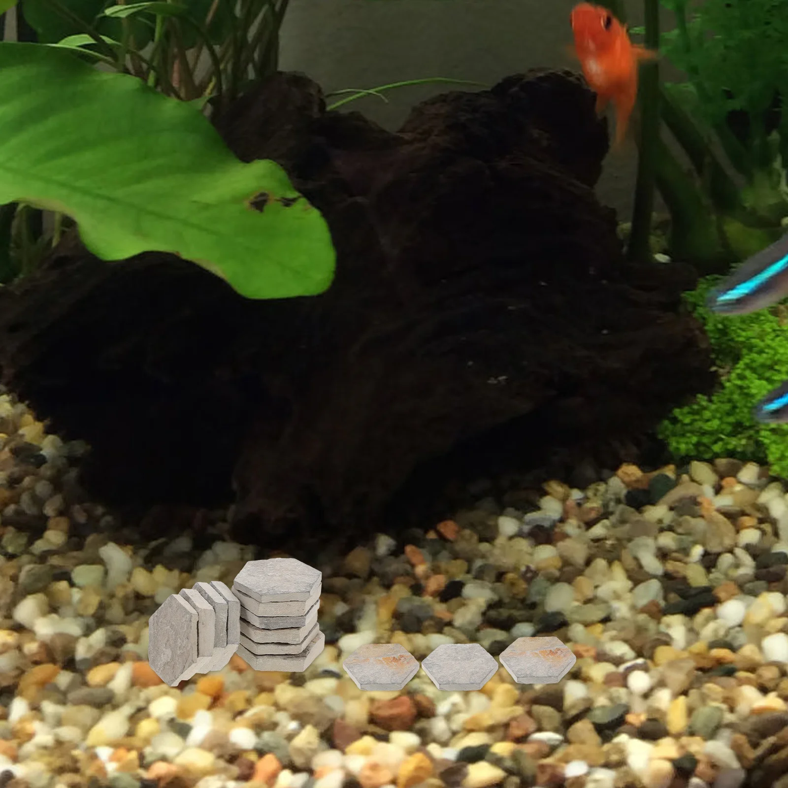 

10Pcs Natural Rock for Aquarium Decoration Brick Landscape Turtle Basking Platform Reptile Terrarium Hides and Caves Fish