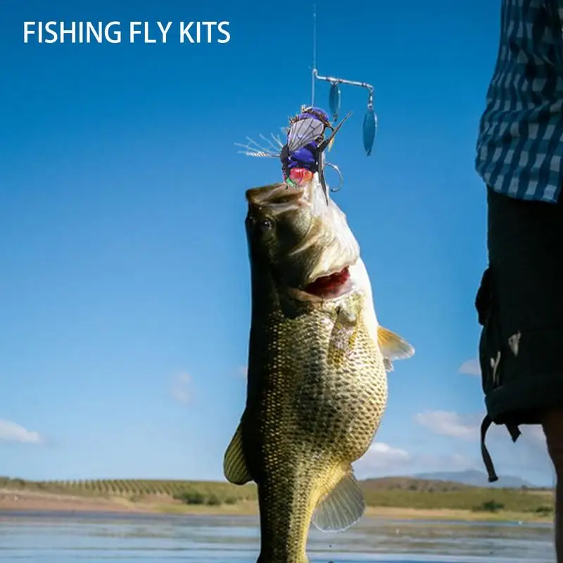 Fishing Fly Kit Trout Lure Kit Of 12 Hand Tied Realistic Boxes Included Salmon Fishing Fly Bass Lure With Hooks For Freshwater