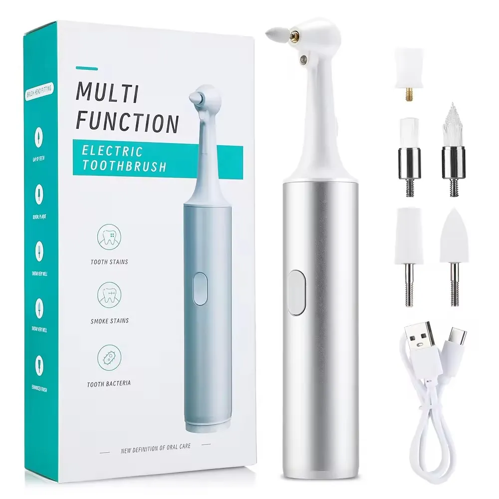 

Tooth Polisher kit for Daily Cleaning Whitening and Polishing , Rechargeable Electric Dental Teeth Polisher + 5 brush heads