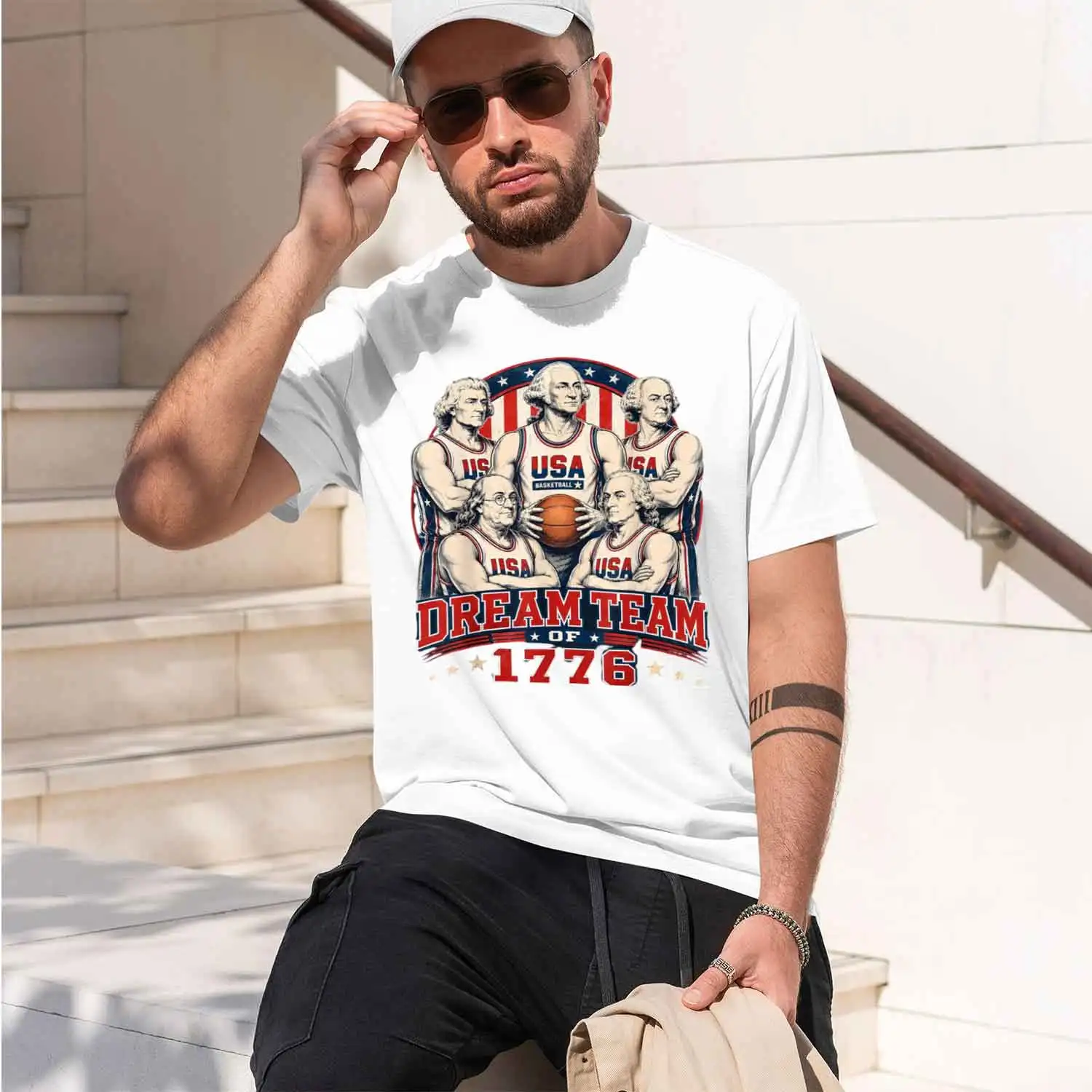 eam 1776 Amera 4Th Of July Independence Team T-Shirt Summer Short-Sved Breathable Sweat-Wking Versatile Trendy T-Shirt 2026 New