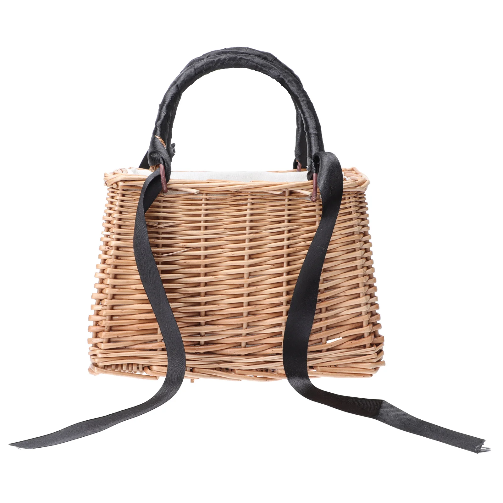 

Rattan Flower Basket Delicate Woven Bag Decorative Storage Organizer Gift Cotton Natural