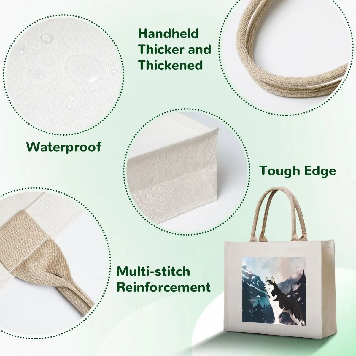 Mountain Husky Tote Bag shopping bag Women's beach bags cute pouch bag Women's tote
