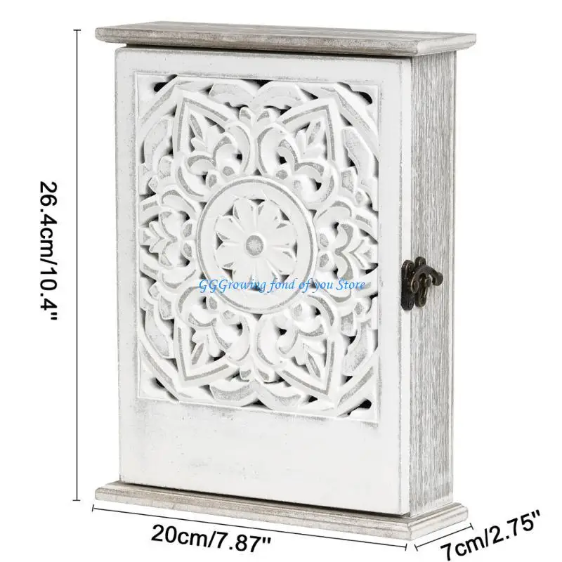 H9EB Decorative Wall Storage Box 6 Hook Lock Armatch Porta