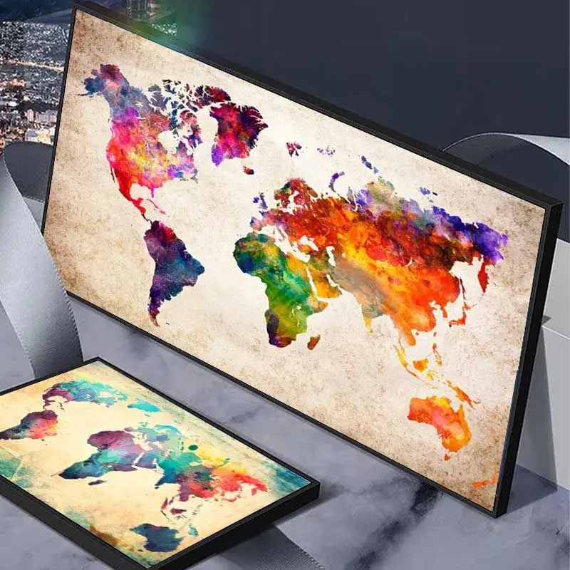 GATYZTORY Pictures By Number World Map Kits Diy Painting By Numbers Scenery Drawing On Canvas Handpainted Home Decor Art Gift