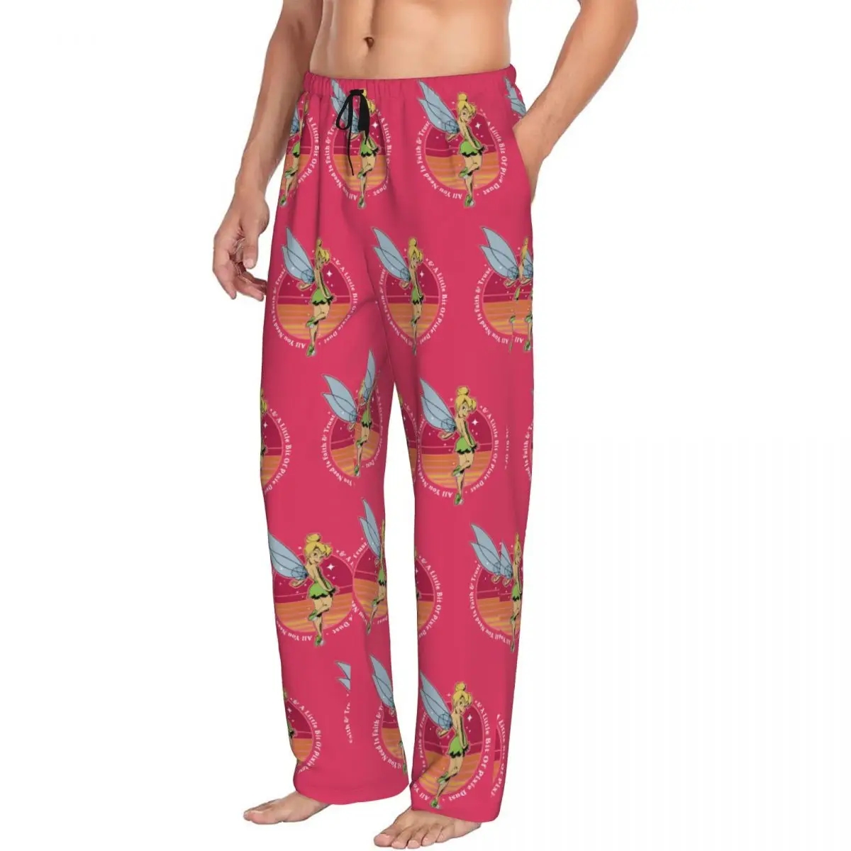 Custom Print Men Tinker Bell Pajama Pants Fairy Sleepwear Sleep Lounge Bottoms with Pockets