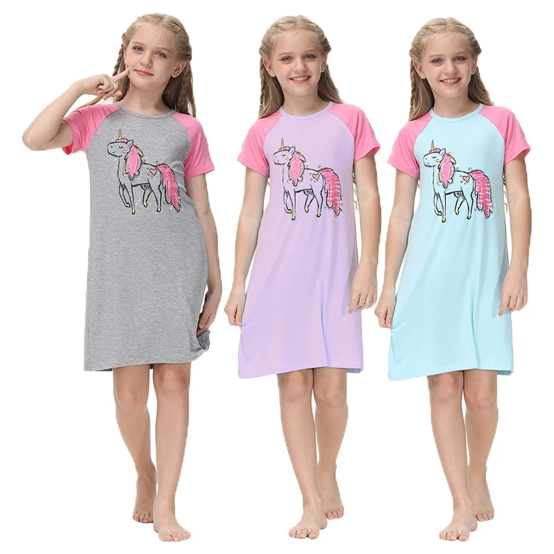 

girls cute nightgown leisure and comfortable home wear children's breathable pajamas with camouflage pattern