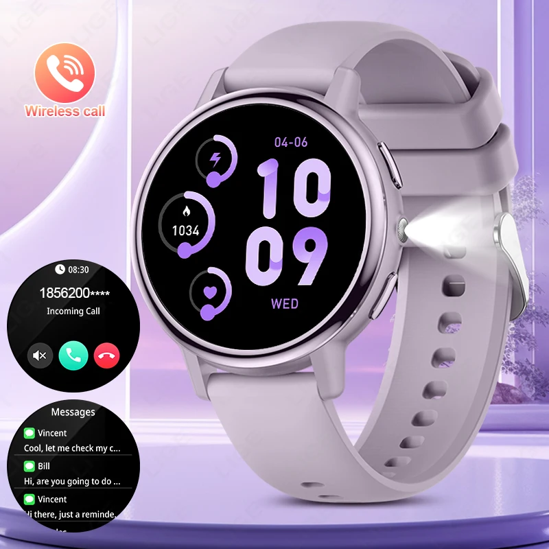 

LIGE New 1.26” HD Screen Smart Watch Women IP68 Waterproof Sport Women’s Bracelet Health Monitor Watch Bluetooth Call Smartwatch