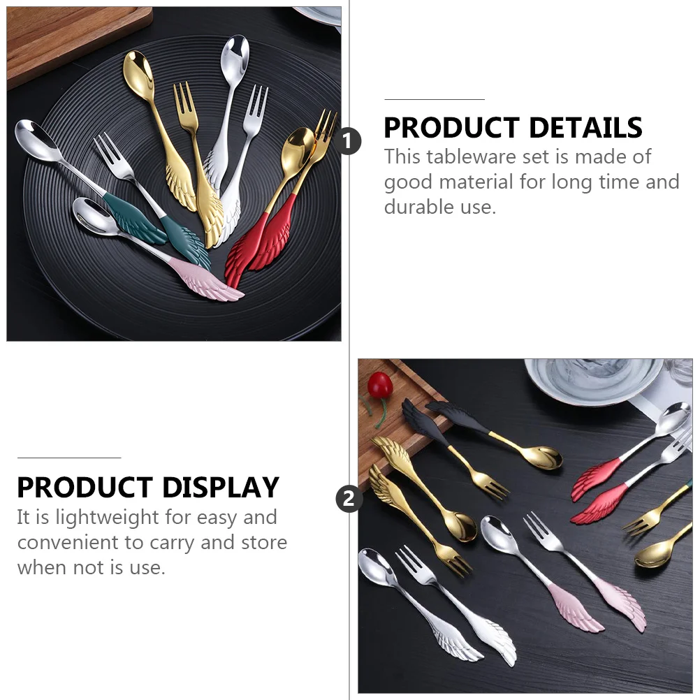 

Stainless Steel Dinnerware Set Multi-Functional Fork Spoon for Stirring Coffee Eating Desserts Convenient Flatware Home Travel