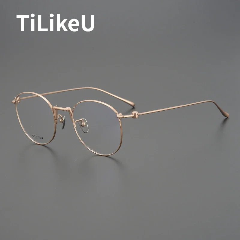 Japanese Brand Designer Glasses Pure Titanium Frames M-521 Men and Women Literary Retro Round Optical Reading Eye Glasses Frames