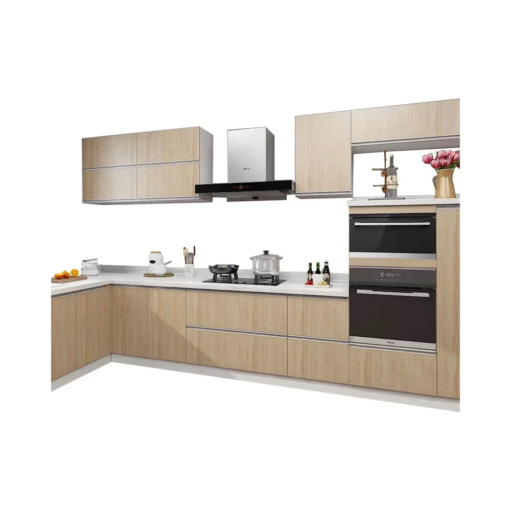 Custom Made Modern Modular melamine Solid Wood home furniture Kitchen Cabinets