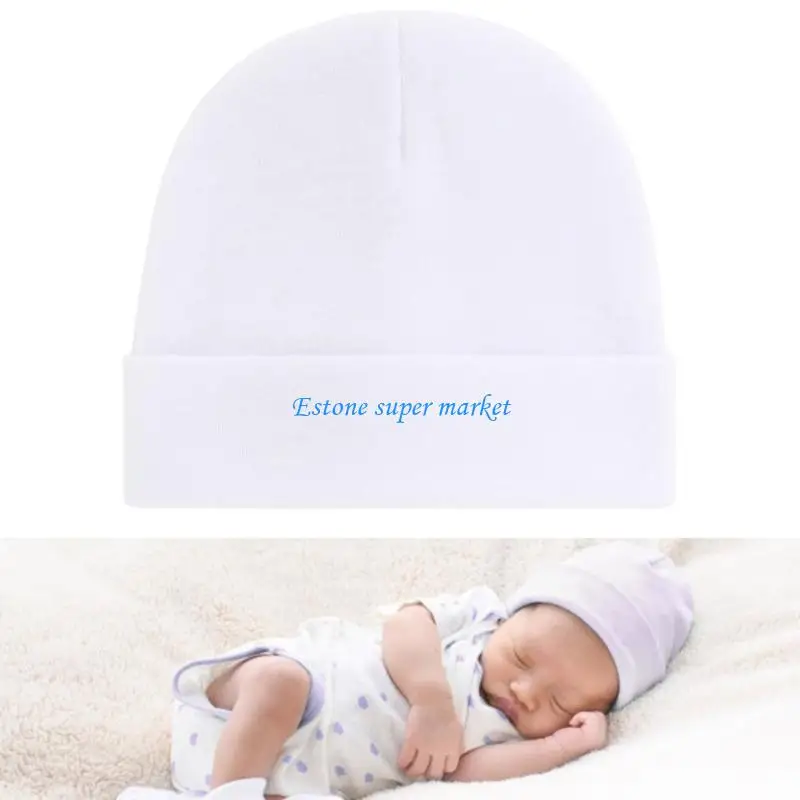

090B Pack of 4pcs Newborns Cotton Bonnet Hats Soft Stretchy Unisex Baby Fetal Caps