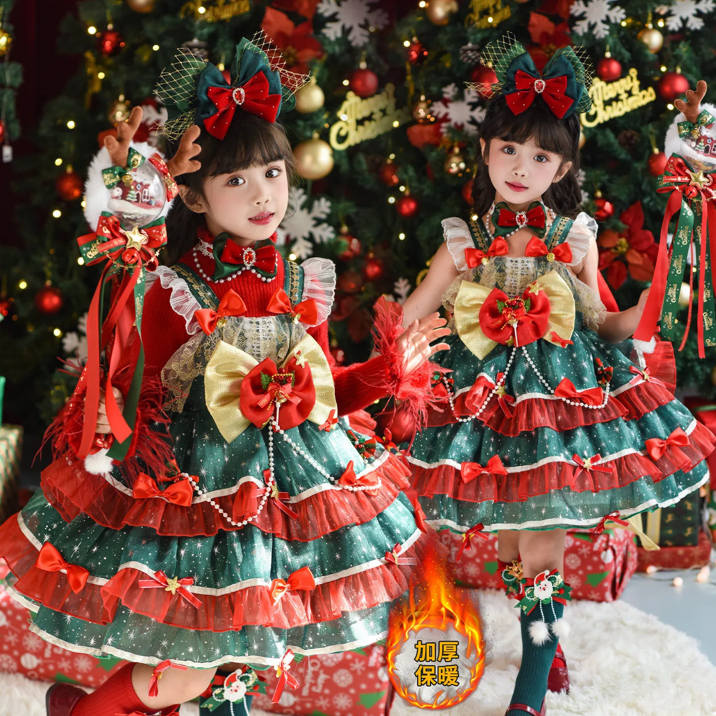 Children's Christmas themed costume princess skirt winter girls new year lolita tutu skirt little girl cos cake skirt