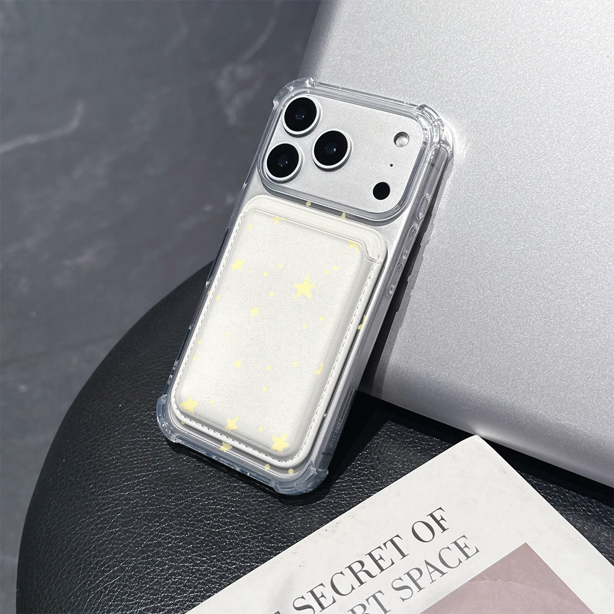 Yellow Stars Phone Case For iPhone 17 16 15 14 13 Pro Max Plus Wallet Pocket Transparent Soft TPU for Magnetic Phone Case view 5