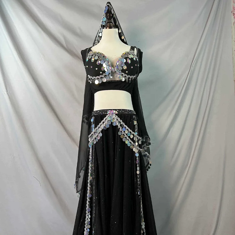 2025 Belly Dancing Competition Costume for Women's Customized Luxury Rhinestone sequin Set Oriental Dance Performance Cothing