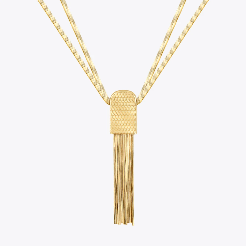 

ENFASHION Collares Para Mujer Tassel Pendant Double layer Necklace For Women's Stainless Steel 18k Gold Plated Jewelry P243452