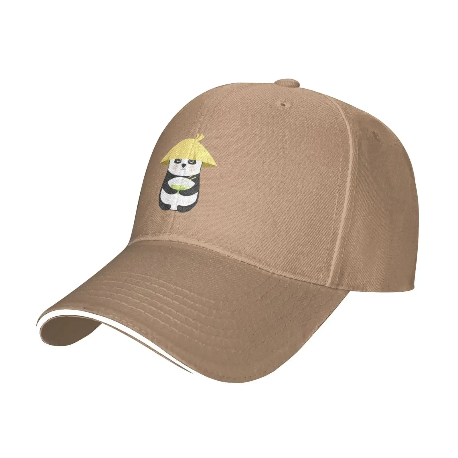 Funny Panda with A Plate of Rice Trucker Baseball Cap for Men Women Hat Sandwich Brim Dad Hats