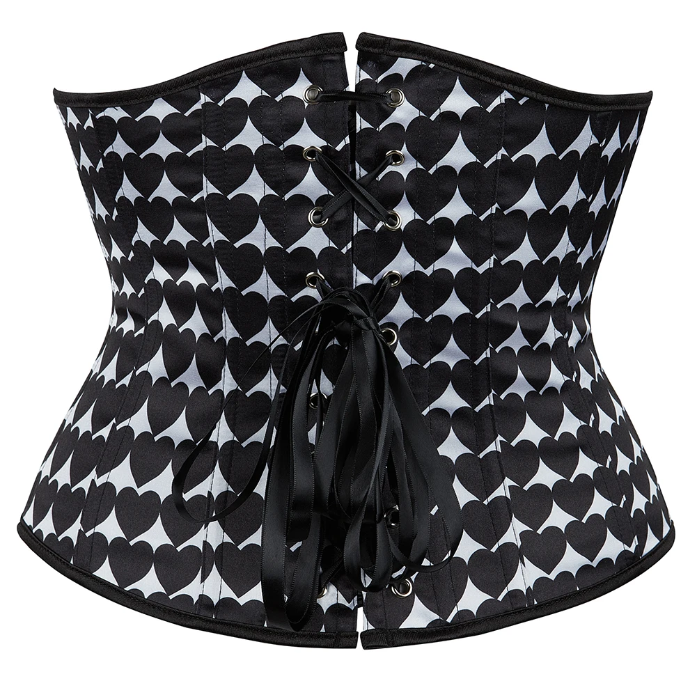 Sexy Corset Heart Print Top Underbust Waist Cincher Corsets Gothic Bustier Top Bustier Plus Size Corpete Corselet XS-7XL